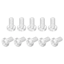 M6x12mm Plastic Phillips Bolts 50pcs PC Pan Head Machine Screws Transparent
