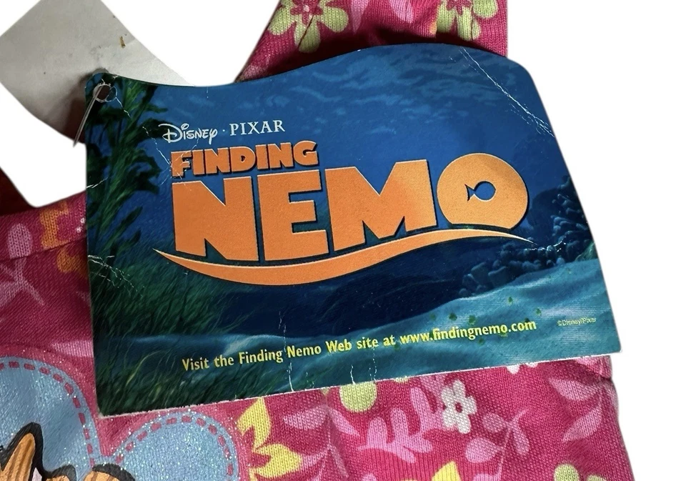 Vestido De Colección Disney 2005 Buscando a Nemo Bebé Niñas Rosa Estampado Tropical 12 M NUEVO Y2K Foto 3 de 4