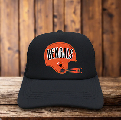 Cincinnati Bengals Mens Trucker Hat Black Snapback Vintage Helmet