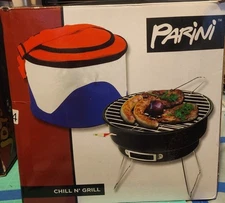 Parini Chill N Grill Portable BBQ & Cooler Bag Red White Blue Camping NEW in BOX