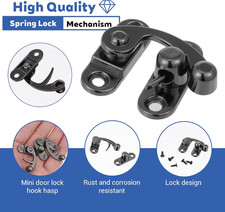 4 Pack Small Latch Set, Black Box Latch with Small Latch Hook, Swing Latch, J...