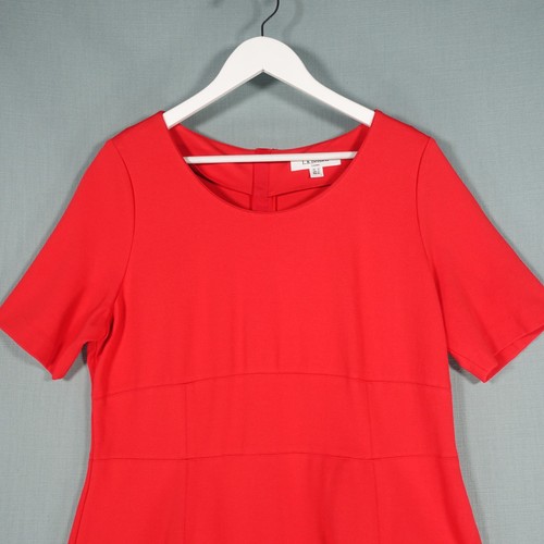 LK Bennett Dress Womens 18 Red DR Gail London Short Sleeve Elegant Fit & Flare - Picture 2 of 19