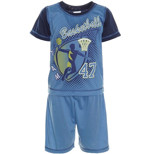 Children Boys Pyjama Pajama Home Suit Shirt Shorts Short Sleeve Set 21240 - Picture 2 of 22