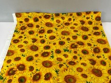 1 yds All Over Yellow Sunflowers Cotton Fabric Summer Garden Floral Flowers