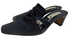 Vtg Y2K Brighton Quest Women's Size 7 M Black Mules Heel Slides Made in Italy