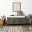 wood storage bench 2 cabinets cushion entryway upholstered collection furniture