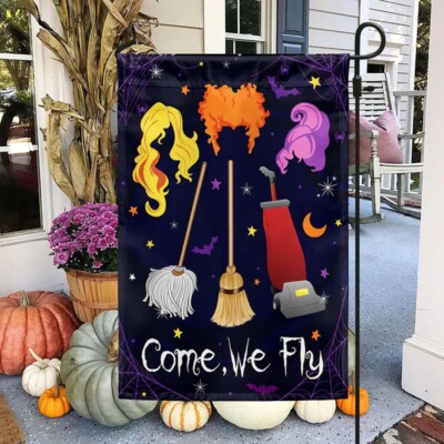 Three Witches Halloween Come We Fly Flag Graden Flag