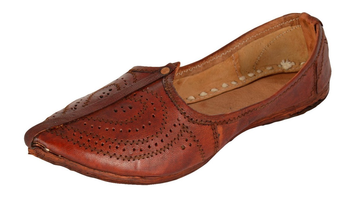 Men's Pure Leather Brown Jutti Slippers Mojari Khussa Shoes Handmade 