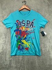 Youth Shirts Tee 14/16 US Polo Assn Blue Crew Abstract Graphic Logo NWT