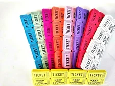 Raffle Tickets 50 Flat Double Stub  50//50 Keep This Coupon Carnival Festival