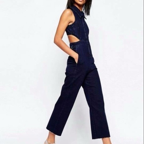 Asos Denim US 4 Cutout Jumpsuit Frayed 