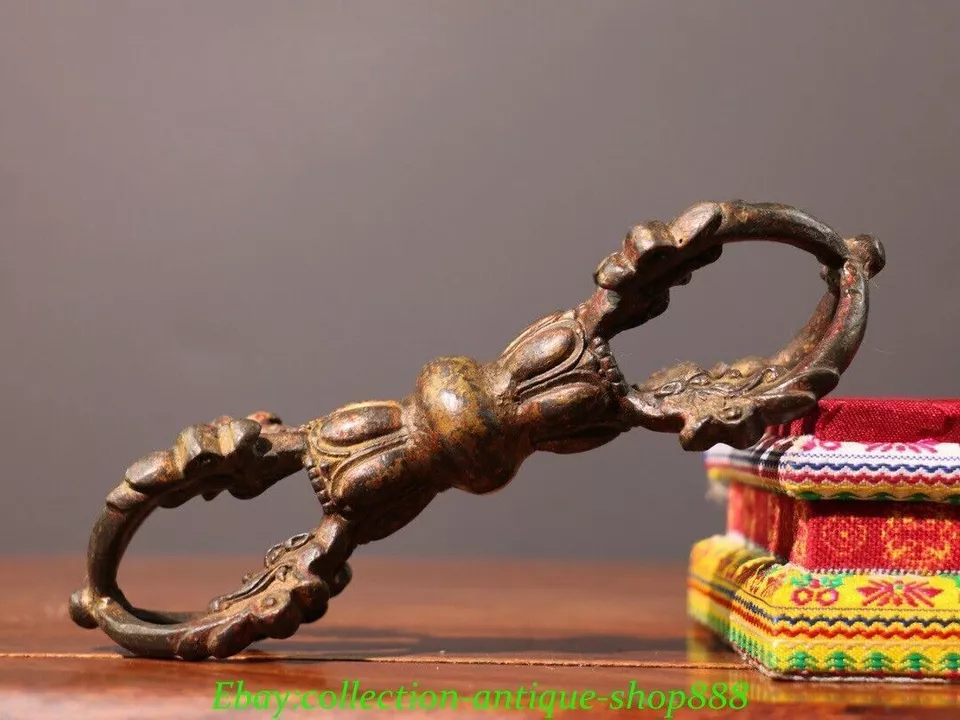 Old Tibet Tibetan Buddhism Bronze Gilt Dorje Phurpa Pestle Vajra Exorcism FaQi - Image 2 of 4