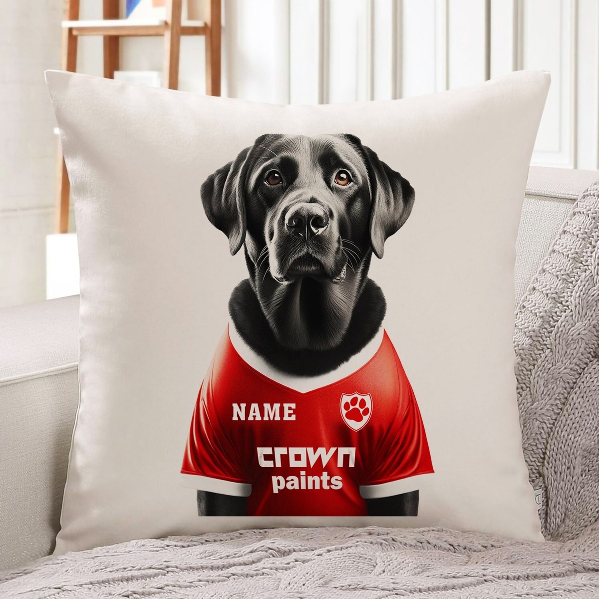 Liverpool Labrador Cushion Personalised Football Cover Dog Pillow