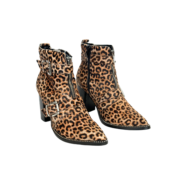 人気!【STEVE MADDEN】ウィメンズ ヘイル アンクル ブーツ Steve Madden HALLE-L Boots Ankle Studded Leopard Cow Hair