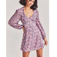Loveshackfancy Cassidy Floral Georgette Ruffle Dress In Light Blushing Berries 6