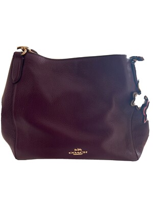 Coach Hallie Shoulder Bag Refined pebble leather Boysenberry gold eBay