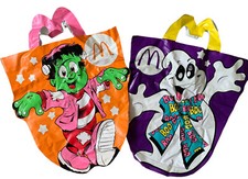 2 Vintage 1990 McDonald's Halloween Vinyl Trick-or-Treat Bags Frankenstein Ghost