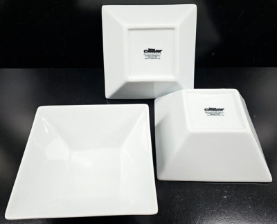 3) The Cellar Macy's Whiteware Square 6.5'' Coupe Cereal Bowl Set Dining Dish Lot