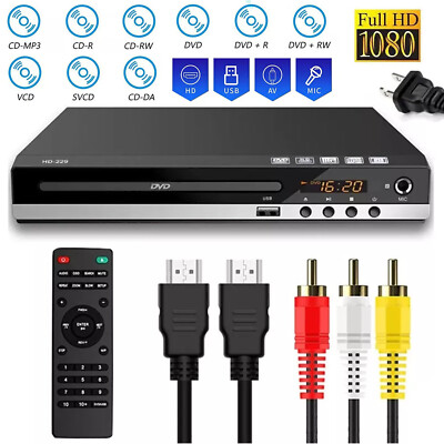 DVD Player All Region Free CD Recorded Disc HDMI AV HD AV Output Remote USB Home