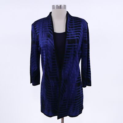 Ming Wang Cardigan Topper Jacket Shell Top Set NEW Womens XS Blue Indigo Knit