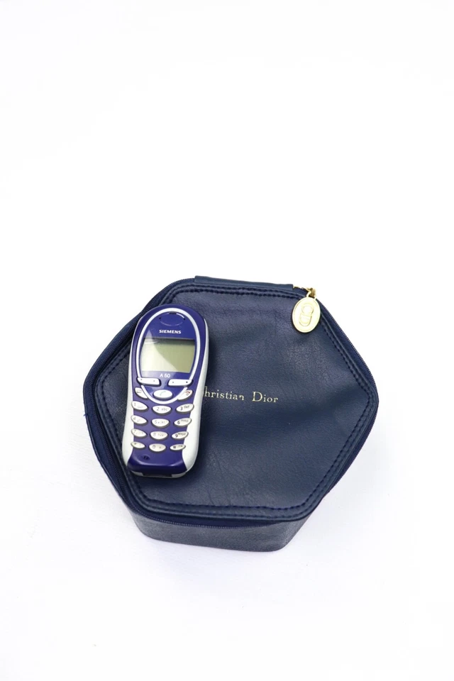 Christian Dior Vintage REPARADO Forma de Diamante Azul Marino PVC Cremallera Bolsa Caja Bolso Foto 2 de 4