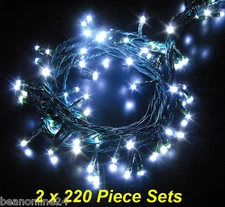 2 x 220 Piece Cool White LED Fairy / Wedding Light Set w/ 8 Function Controller