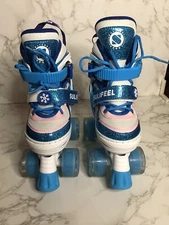 SULIFEEL Ice Snow 4 Size Adjustable Light up Roller Skates for Kids Small 10-13C
