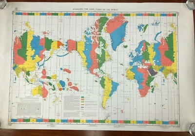 STANDARD TIME ZONE CHART OF THE WORLD - U.S. NAVY OCEANOGRAPHIC 1968