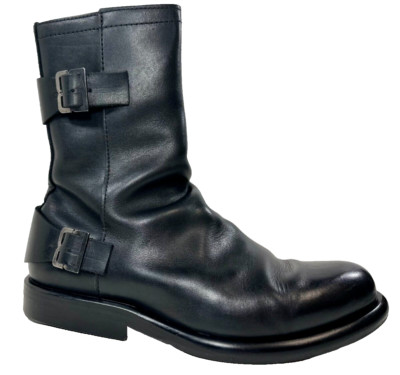 VINTAGE 90'S DIRK BIKKEMBERGS BLACK LEATHER DOUBLE STRAPPED BOOTS SIZE 45 EUR #5