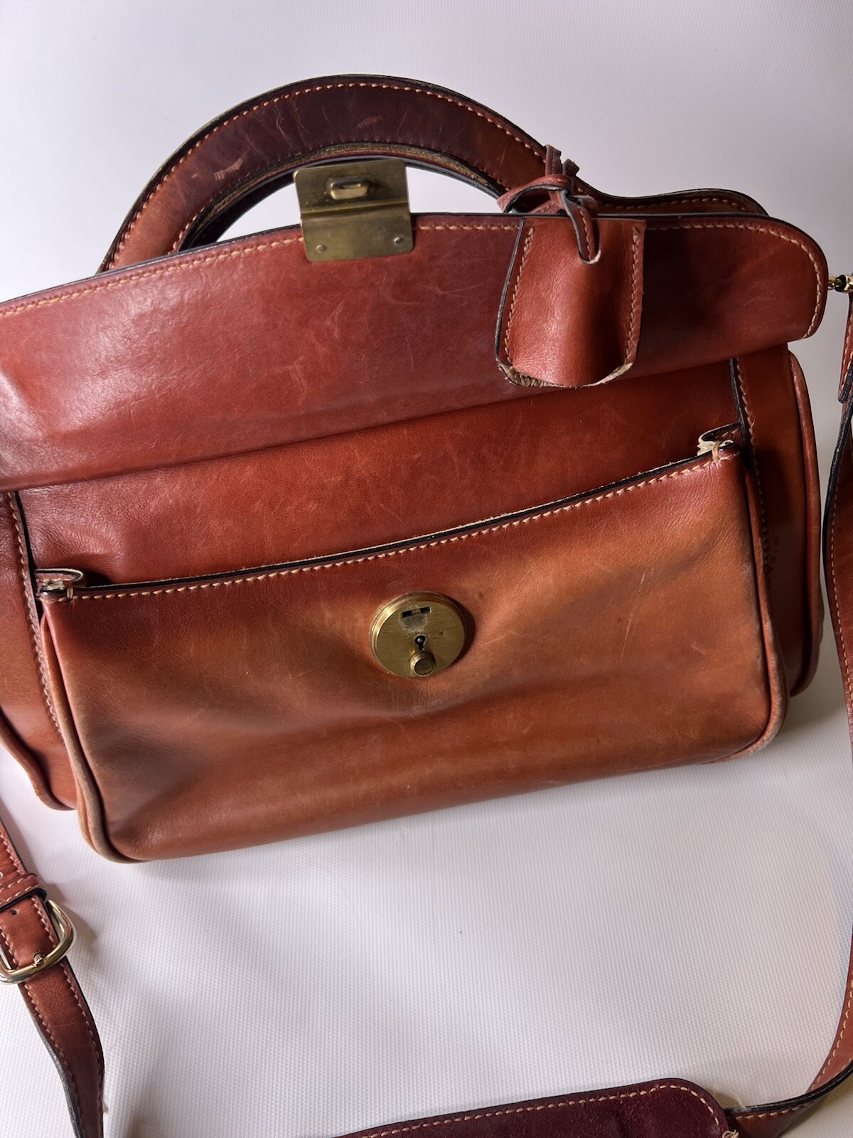 Rare Vintage Mark Cross Leather Handbag - Pre-Owned, USPS Shipped image 4