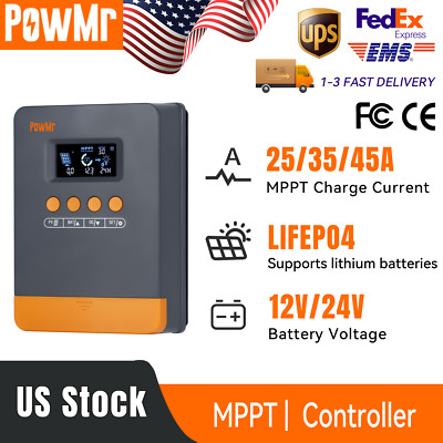 PowMr MPPT 45/35/25Amp Solar Panel Battery Charger Controller 12V 24V Auto US