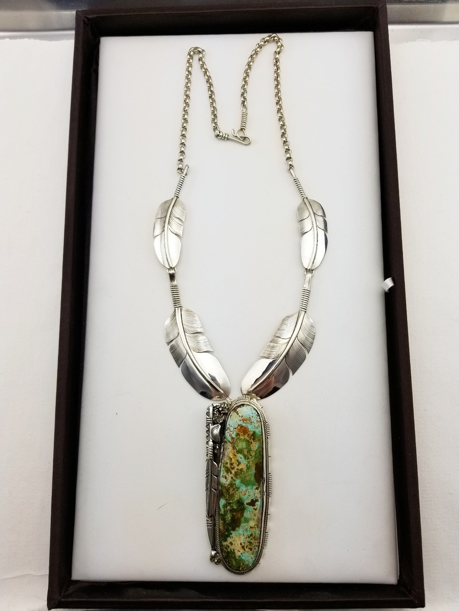 Rare Native American Navajo Royston Turquoise Sterling Silver Rosary Necklace Rare Native American Navajo Royston Turquoise Sterling Silver Rosary Necklace