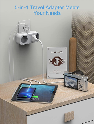 Amerikanische Steckdose Adapter, USA Adapter mit 3 Tomas Y 2 USB, Amerikanische Steckdose - Bild 6 von 12