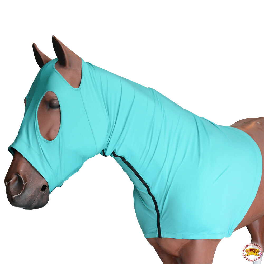 63DS Hilason Spandex Lycra Horse Mane Stay Hood Neck Cover With Zipper
