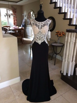 $480 NWT BLACK JVN BY JOVANI PROM/PAGEANT/FORMAL DRESS/GOWN #45326 SIZE 0