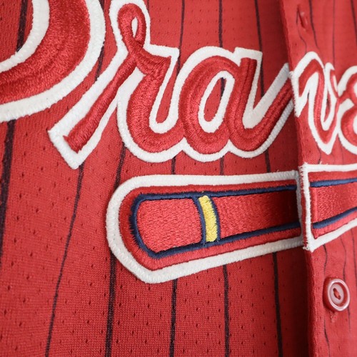 Vintage Majestic Atlanta Braves Red Pin Stripe MLB Jersey Blank 90s Men's Medium - Picture 5 of 7