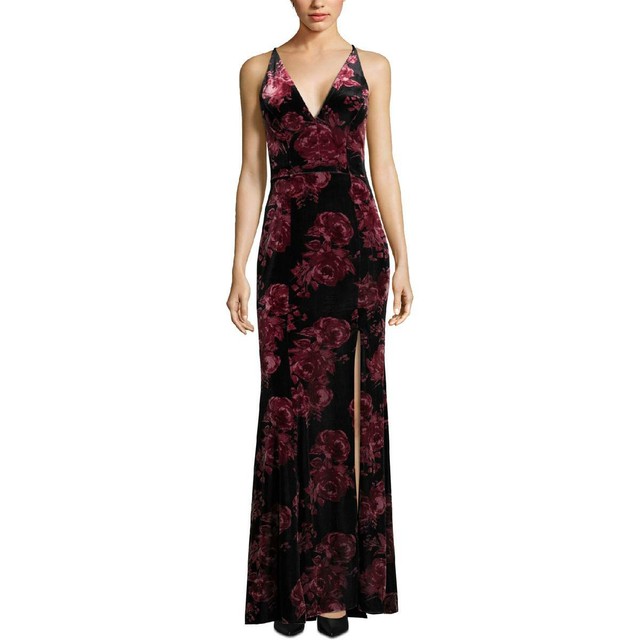 xscape strapless velvet gown
