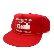 Vintage Rossville Kansas Truck  Tractor Red Rope Snapback Trucker Hat Cap