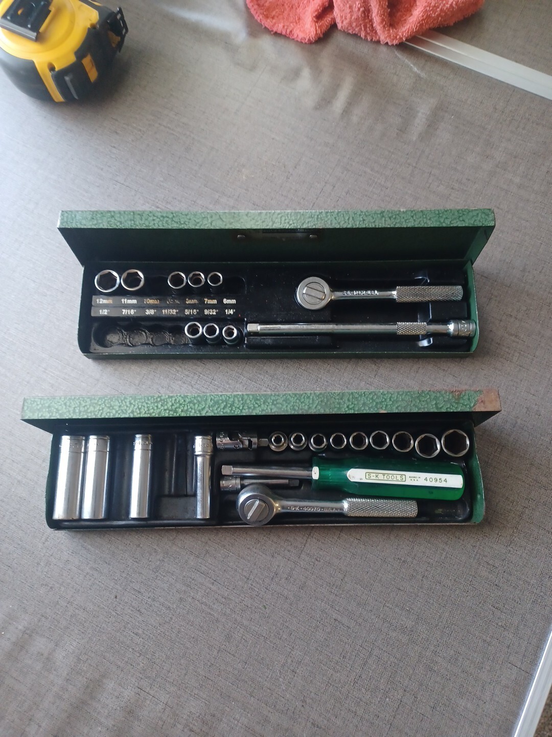 2 SK Tool Sets SK 1/4" dr. SAE Metric Socket Sets USA Both Partial