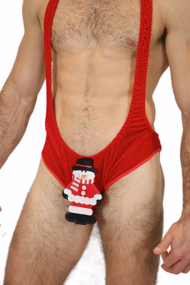 Sexy Christmas Men's Snowman Underwear Mankini Gag Pranks Gift Costume - Image 4 of 4