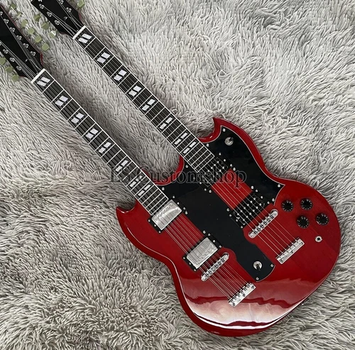 12+6 Led Zeppelin Jimmy Page 1969 EDS-1275 Double Neck Electric Guitar Cherry SG