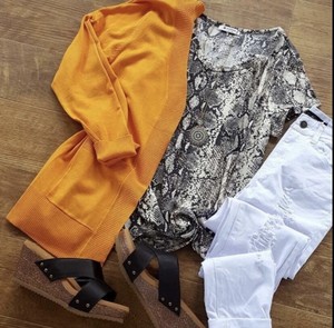 mustard open front cardigan