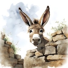 Wandbild Neugieriger Esel Steinmauer Deko Bild Tiere Wandfliese Geschenkidee