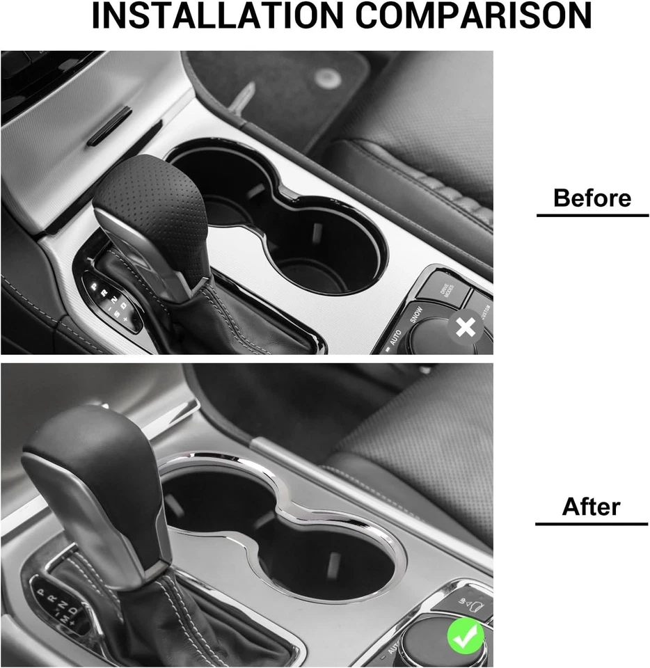 Fit for Jeep Grand Cherokee 2011-2021 Front Cup Holder Frame Cover Trim (Chrome) Foto 4 de 4