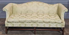 Hickory Chair Mahogany Chippendale Style Sofa Damask Fabric