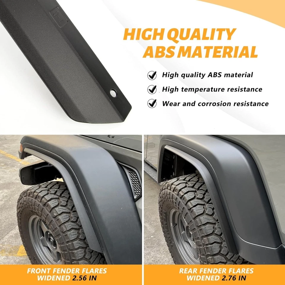 2020-2024 Jeep Wrangler & Gladiator Fender Flares – Easy Installation, 4 PCS Foto 4 de 4