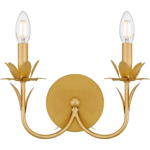 Gold Leaf Two Light Wall Sconce from the Maria Collection - Picture 1 of 7