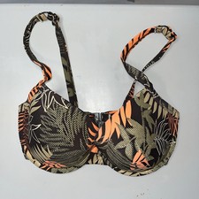 La Senza Swimwear Top Womens Size 32E Black Tropical Palm Beech Print Comfort