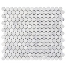Carrara White Marble Mosaic Tile, 3/4 Inch Penny Round, Polished, 5 Sheets