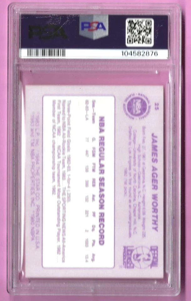 Star '84 James Worthy 1983-84 Rookie Card #25 RC Los Angeles Lakers Graded PSA 5 - Image 2 of 4